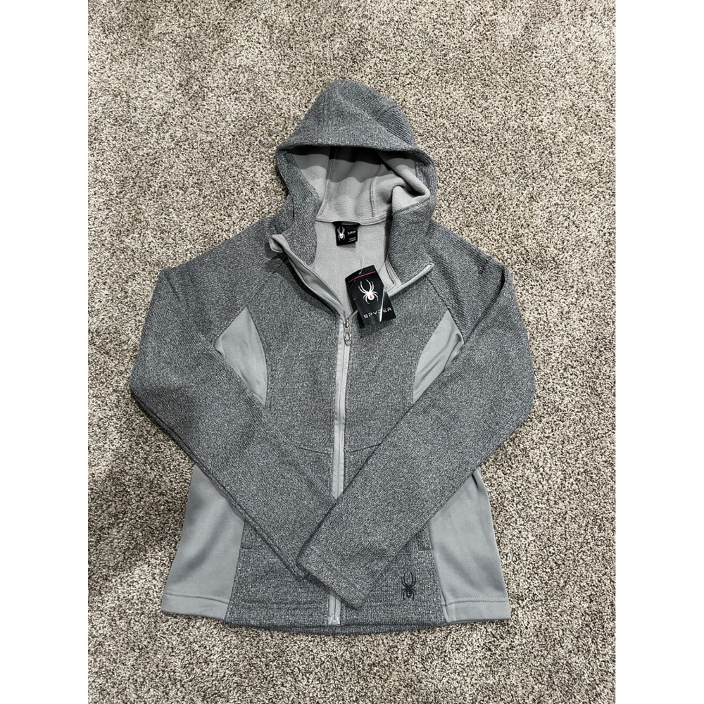 Spyder Womens Full Zip Hoodie Heather Grey Fleece Lined Jacket NWT Small